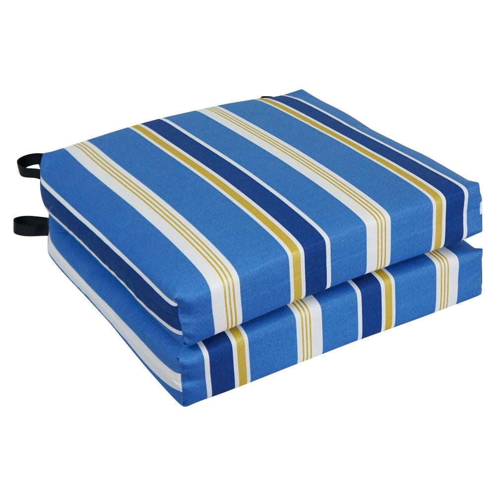 Blazing Needles 93454-2CH-OD-222 20 x 19 in. Patterned Outdoor Chair Cushions, Heatwave Cobalt - Set of 2