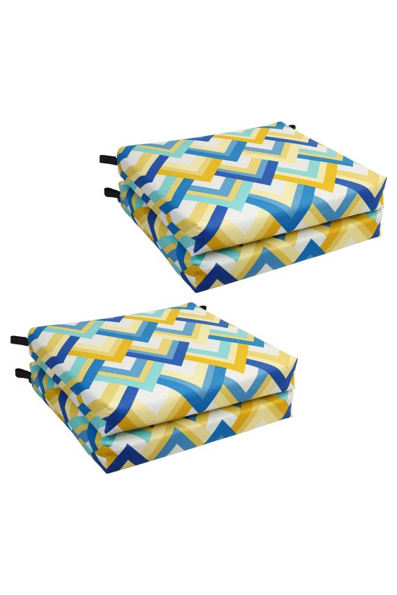 93454-4CH-OD-184 20 x 19 in. Patterned Outdoor Chair Cushions, Resort Cornsilk - Set of 4