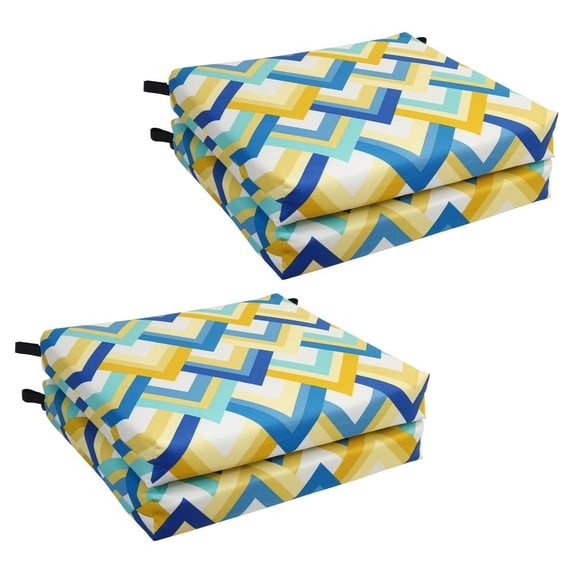 Blazing Needles 93454-4CH-OD-184 20 x 19 in. Patterned Outdoor Chair Cushions, Resort Cornsilk - Set of 4