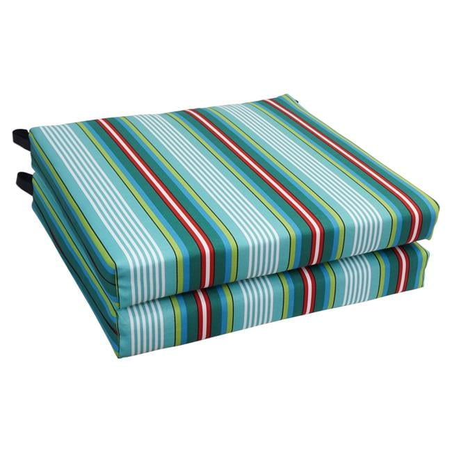 Vibrant Striped Polyester Outdoor Chair Cushions, 20" x 19", Set of 2