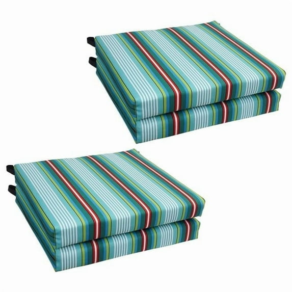 Blazing Needles 93454-4CH-OD-195 20 x 19 in. Patterned Outdoor Chair Cushions, Walden Caribean - Set of 4