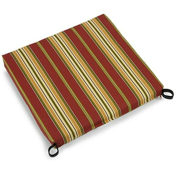 Blazing Needles 20-inch by 19-inch Spun Polyester Chair Cushion-Color:Kingsley Stripe Ruby