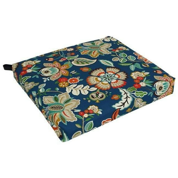 Blazing Needles 93454-1CH-REO-64 20 x 19 in. Patterned Outdoor Spun Polyester Chair Cushion, Telfair Peacock