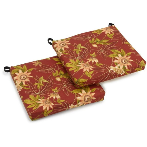 Blazing Needles 93454-2CH-REO-16 20 x 19 in. Patterned Outdoor Spun Polyester Chair Cushions, Passion Ruby - Set of 2