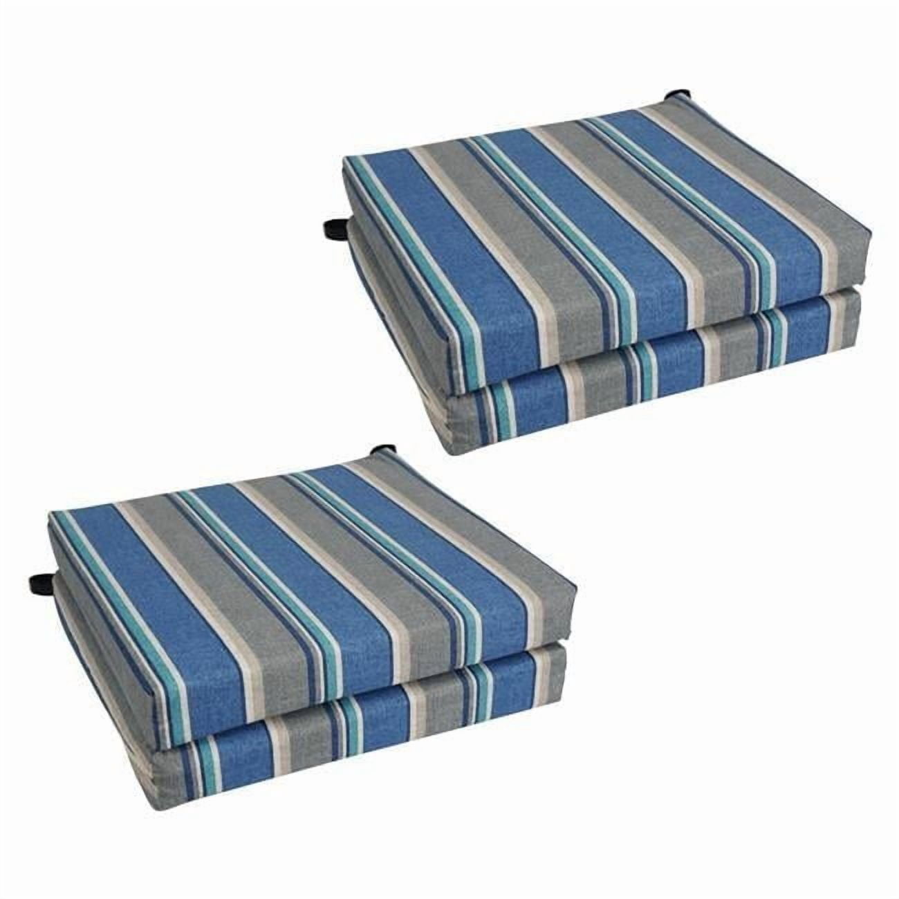 Blazing Needles 93454-4CH-REO-66 20 x 19 in. Patterned Outdoor Spun Polyester Chair Cushions, Sovaro Denim - Set of 4