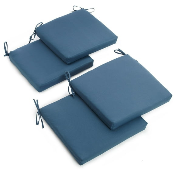Blazing Needles 20-inch by 19-inch Twill Chair Cushion (Set of Four)-Color:Indigo