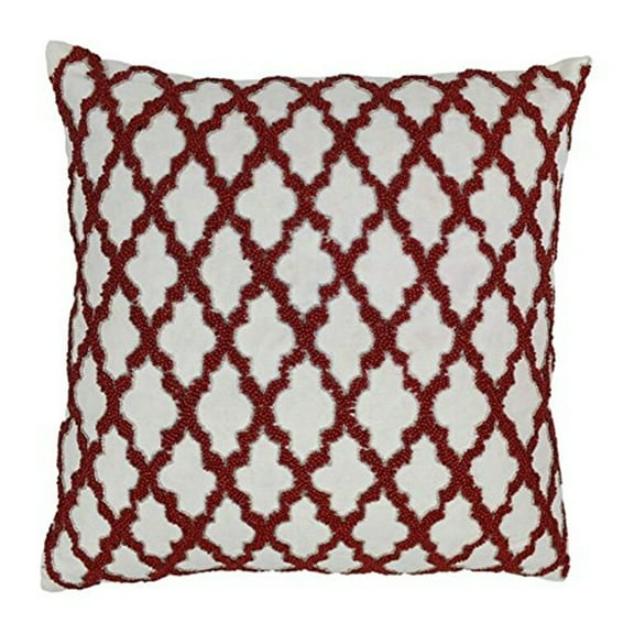 Blazing Needles 20-inch Moroccan Patterned Beaded Cotton Throw Pillows-Style:Red beads/Ivory Fabric