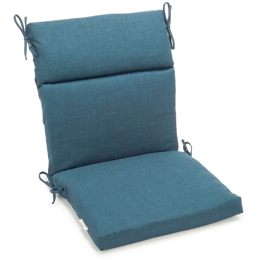 20-inch by 42-inch Spun Polyester Solid Outdoor Squared Seat/ Back Chair Cushion, Sea Blue