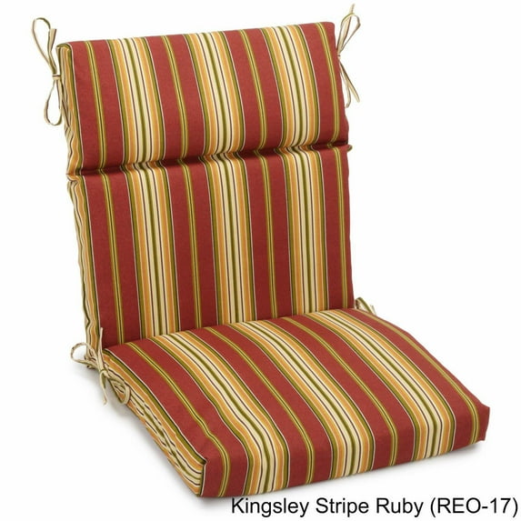 22-inch by 45-inch Spun Polyester Outdoor Squared Seat/Back Chair Cushion-Color:Kingsley Stripe Ruby