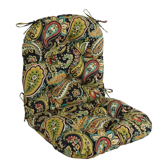 Blazing Needles 24-inch by 48-inch Outdoor Seat/Back Chair Cushion (Cushion Only) Hadia Franco Noir