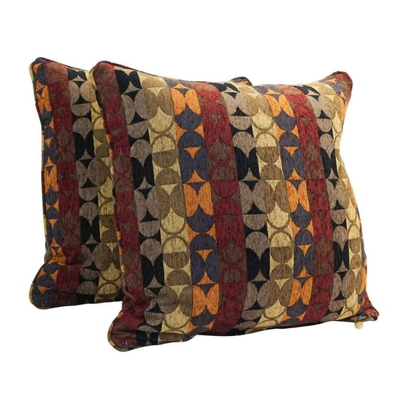 Blazing Needles 25-inch Double-corded Patterned Jacquard Chenille Square Floor Pillows with Inserts (Set of 2) 9813-CD-S2-JCH-CO-37