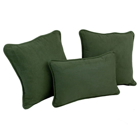 Blazing Needles Double-corded Solid Microsuede Throw Pillows with Inserts (Set of 3)