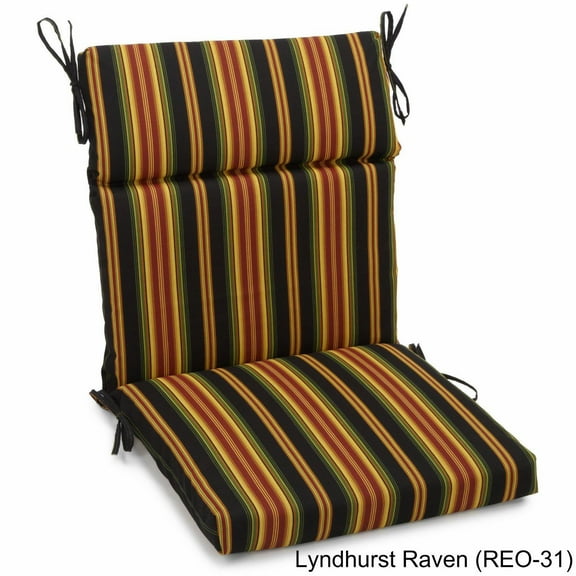 Blazing Needles  3-Section Indoor/Outdoor Chair Cushion - 42" x 22" Lyndhurst Raven