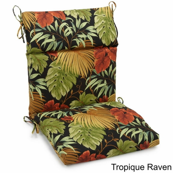 Blazing Needles  3-Section Indoor/Outdoor Chair Cushion - 42" x 22" Tropique Raven