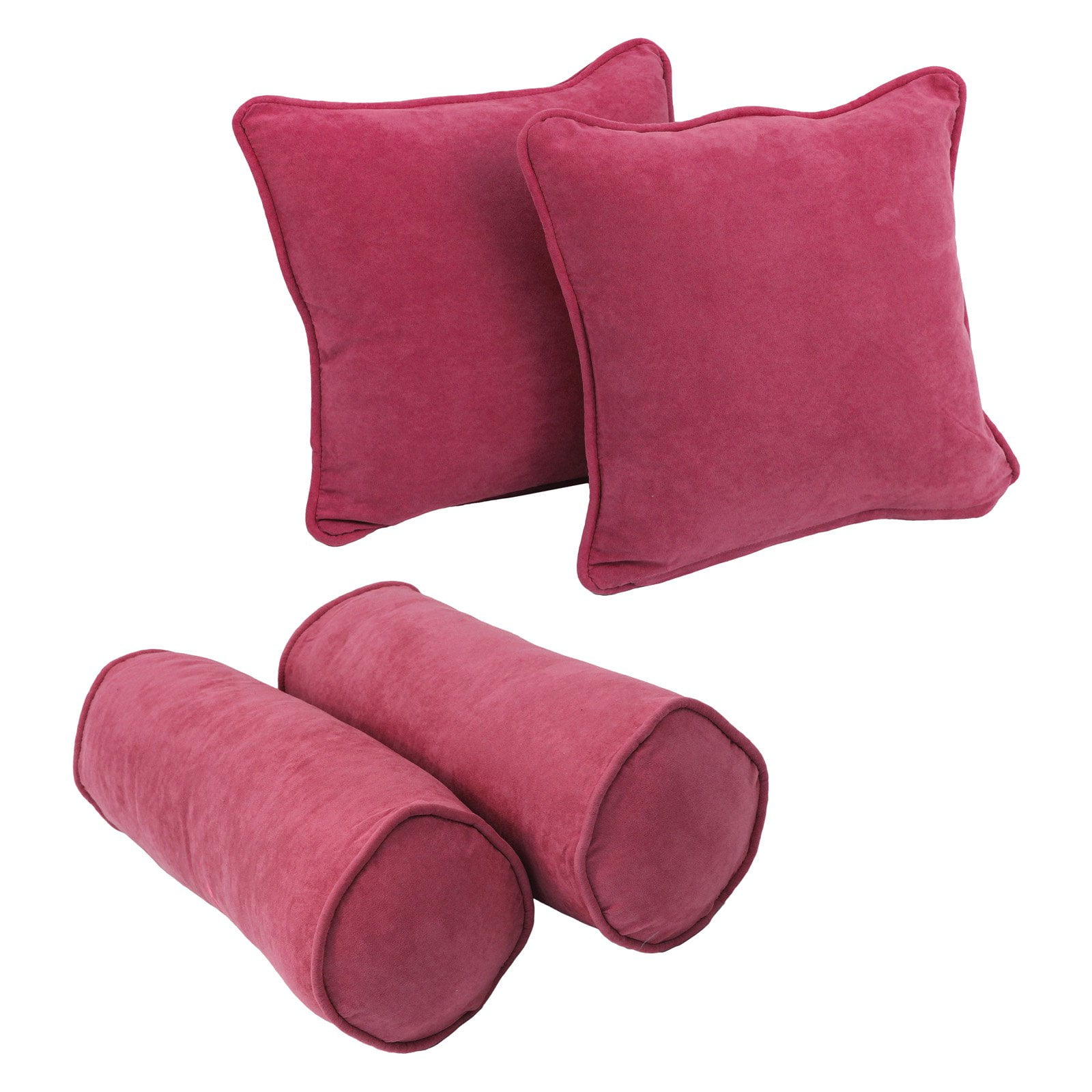Bery Berry Microsuede Corded Throw Pillow and Bolster Set