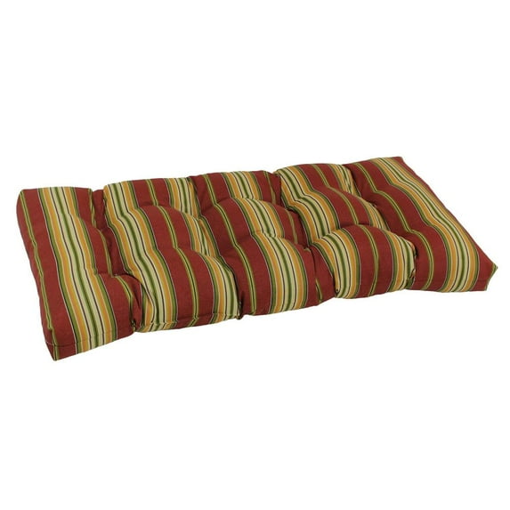42-inch by 19-inch Squared Spun Polyester Tufted Loveseat Cushion-Color:Kingsley Stripe Ruby