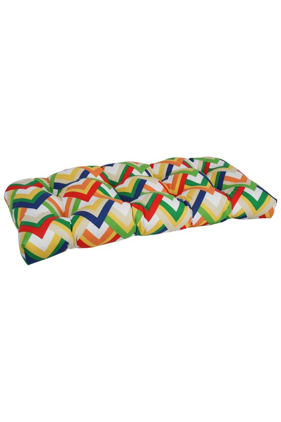 Rounded Back Tufted Outdoor Loveseat Cushion, 42 x 19, Resort Garden