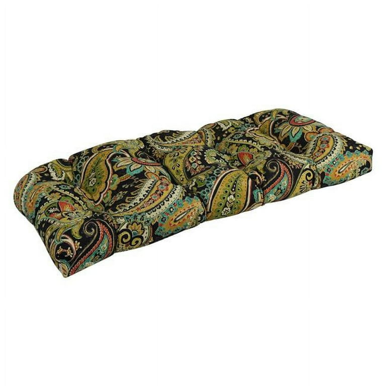 Blazing Needles 42 x 19 in. U Shaped Patterned Spun Polyester Tufted Settee Bench Cushion Hadia Franco Noir