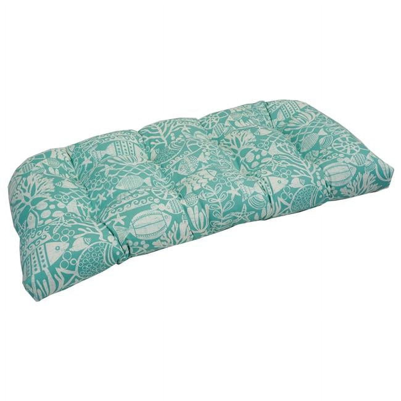 Blazing Needles 42 x 19 in. U Shaped Patterned Spun Polyester Tufted Settee Bench Cushion Maritime Sea Walmart