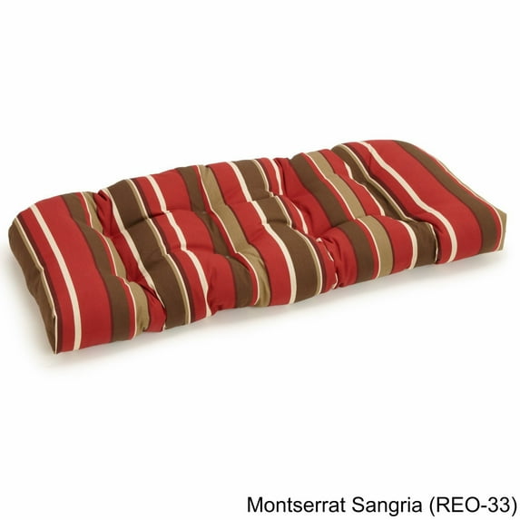 42-inch by 19-inch U-Shaped Solid Spun Polyester Tufted Settee/Bench Cushion - Monserrat Sangria