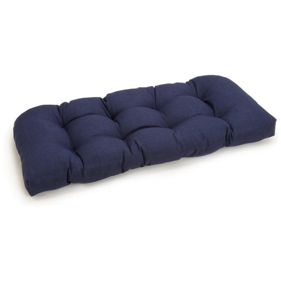 42-inch by 19-inch U-Shaped Solid Spun Polyester Tufted Settee/Bench Cushion - Azul