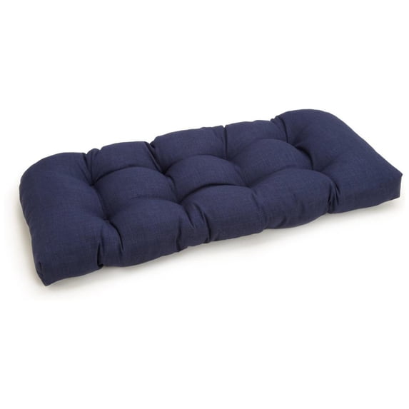 42-inch by 19-inch U-Shaped Solid Spun Polyester Tufted Settee/Bench Cushion - Azul
