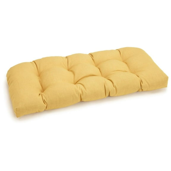 42-inch by 19-inch U-Shaped Solid Spun Polyester Tufted Settee/Bench Cushion - Lemon