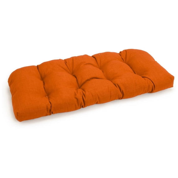 42-inch by 19-inch U-Shaped Solid Spun Polyester Tufted Settee/Bench Cushion - Tangerine Dream