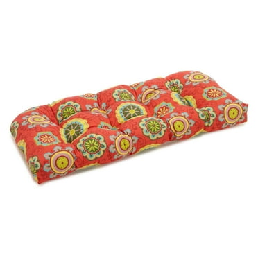 42-inch by 19-inch U-Shaped Solid Spun Polyester Tufted Settee/Bench Cushion-Color:Tangerine Dream