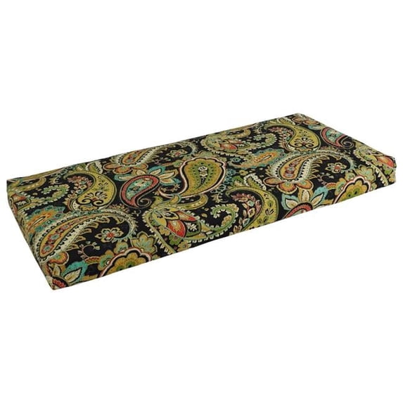 Blazing Needles 945X19-REO-58 45 x 19 in. Patterned Outdoor Spun Polyester Loveseat Cushion, Hadia Franco Noir