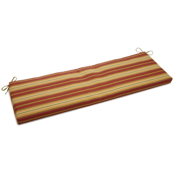 60-inch by 19-inch Spun Polyester Bench Cushion - Kingsley Stripe Ruby