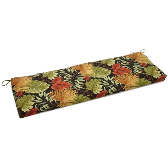 60-inch by 19-inch Spun Polyester Bench Cushion - Tropique Raven