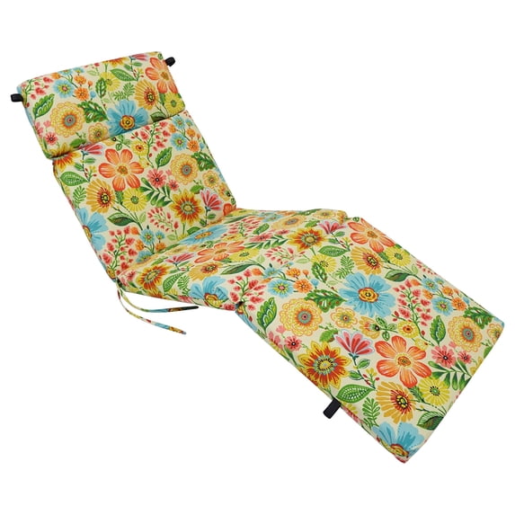 Blazing Needles Outdoor Chaise Lounge Cushion, 72" x 24", Gregoire Chamomile