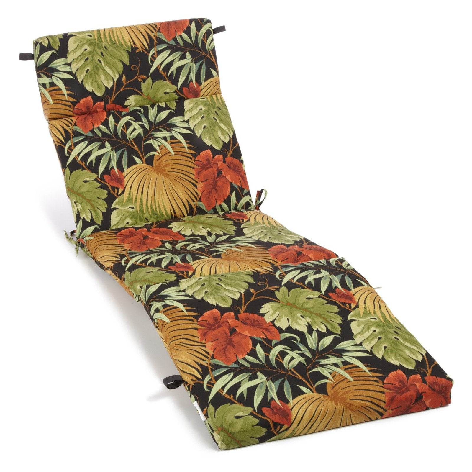 Blazing Needles 72 x 24 in. Patterned Polyester Outdoor Chaise Lounge Cushion, Tropique Raven ...