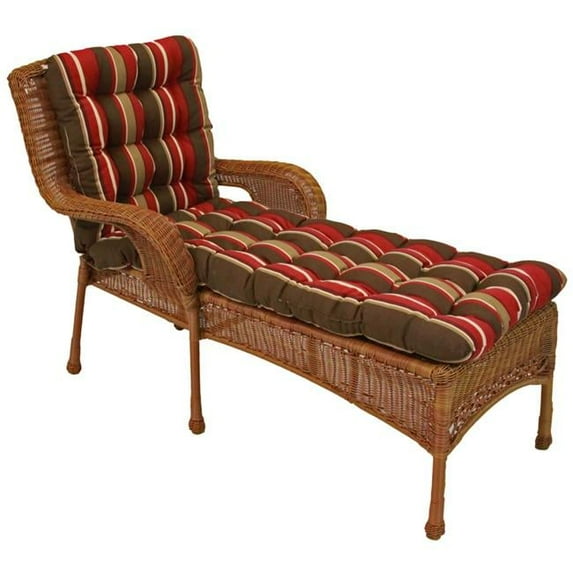 Blazing Needles 94008-REO-32 74 x 19 in. Squared Outdoor Patterned Spun Polyester Tufted Chaise Lounge Cushion, Montfleuri Sangria
