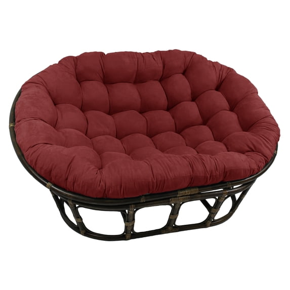 Blazing Needles 78-inch by 58-inch Solid Microsuede Double Papasan Cushion - Red Wine