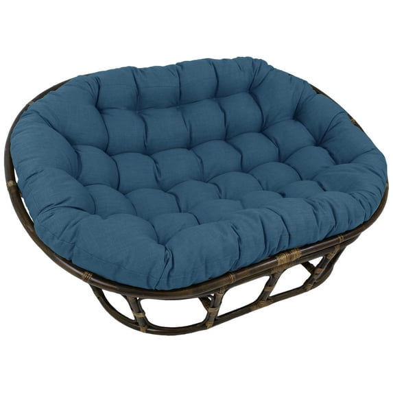 Blazing Needles Solid Tufted Outdoor Double Papasan Cushion, 78 x 58, Sea Blue