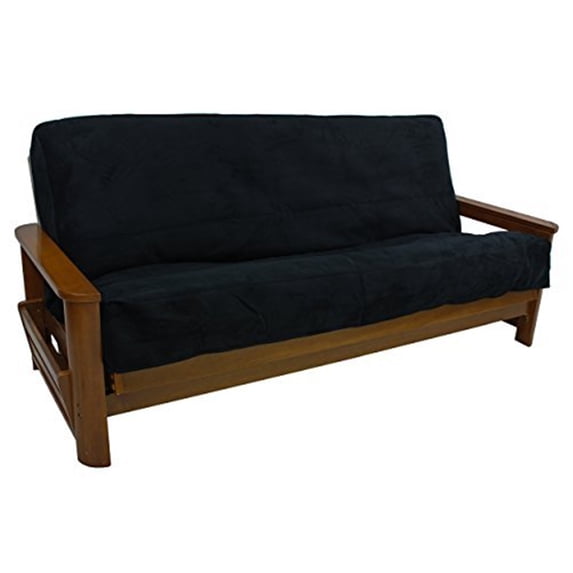 Blazing Needles Solid Foam-Backed Microsuede 8 to 9-inch Full Futon Cover-Color:Black