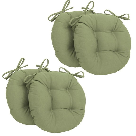 16-inch Solid Twill Round Tufted Chair Cushions (Set of 4) - Sage