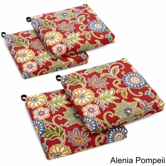 Blazing Needles 93454-4CH-REO-40 20 x 19 in. Patterned Outdoor Spun Polyester Chair Cushions, Alenia Pompeii - Set of 4
