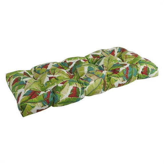 Blazing Needles 94006-LS-REO-53 42 x 19 in. Squared Patterned Spun Polyester Tufted Loveseat Cushion, Balmoral Garden