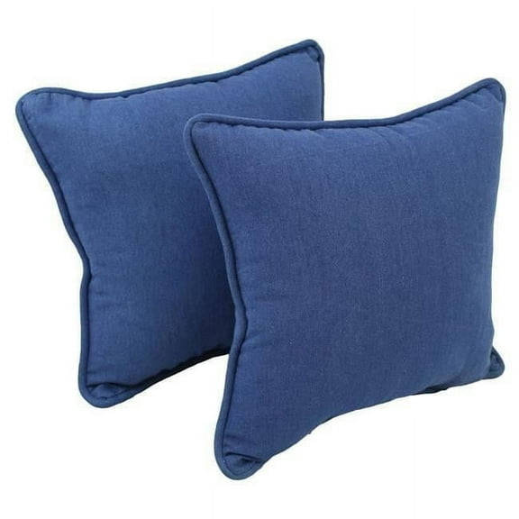 Blazing Needles 9810-CD-S2-DNM Double-Corded Patterned Indoor Throw Pillows, Denim - Set of 2