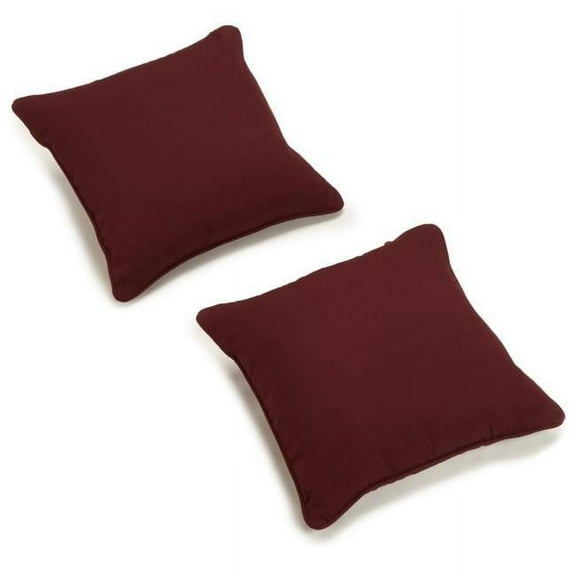 Blazing Needles 9810-CD-S2-TW-BG 18 in. Double-Corded Solid Twill Square Throw Pillows with Inserts, Burgundy - Set of 2