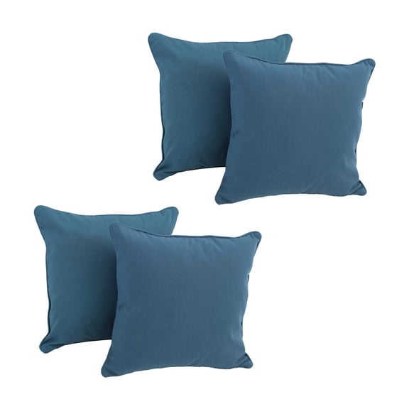Blazing Needles 9810-CD-S4-TW-IN 18 in. Double-Corded Solid Twill Square Throw Pillows with Inserts, Indigo - Set of 4