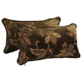 thumbnail image 1 of Blazing Needles 9811-CD-S2-JCH-CO-34 18 in. Double-Corded Patterned Jacquard Chenille Rectangular Throw Pillows with Inserts, Brown Floral - Set of 2, 1 of 1
