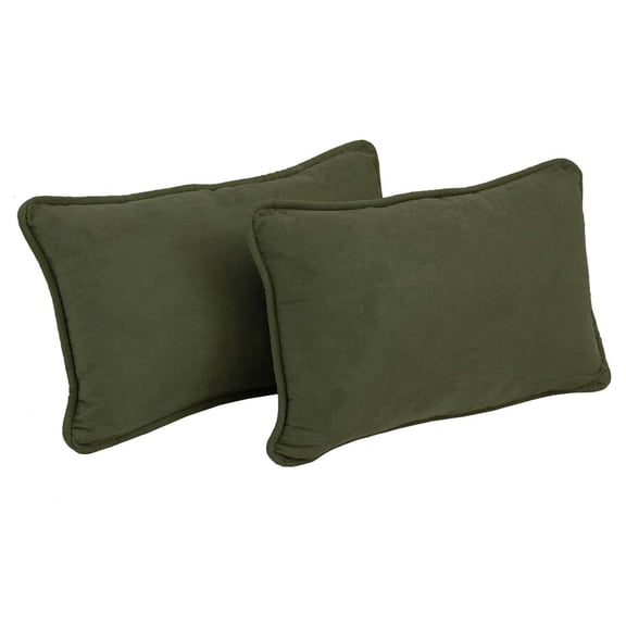 Blazing Needles 9811-CD-S2-MS-HG 20 x 12 in. Double-Corded Solid Microsuede Back Support Pillows with Inserts, Hunter Green - Set of 2