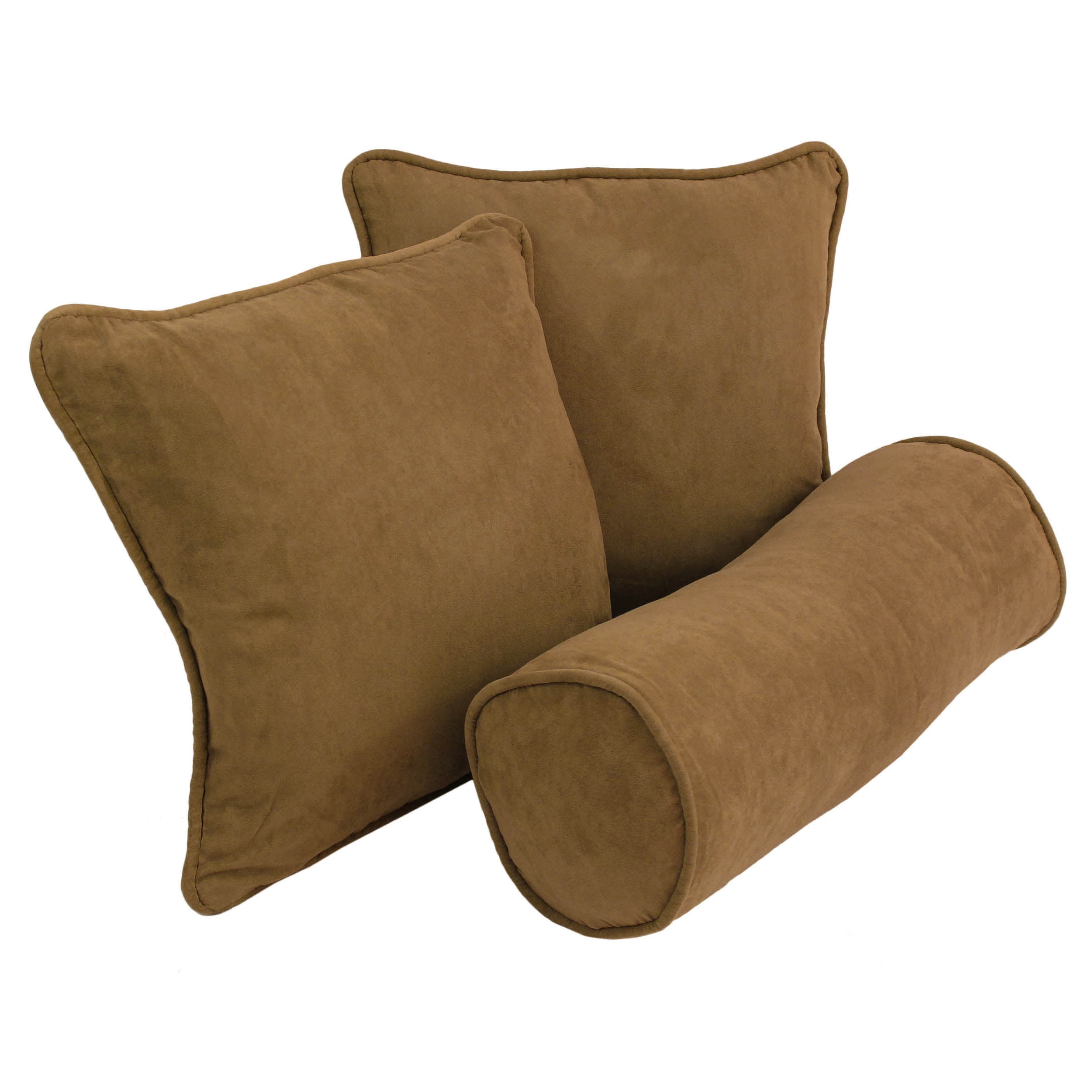 Teal Microsuede Double-Corded Throw Pillow Set with Inserts (Set of 3)