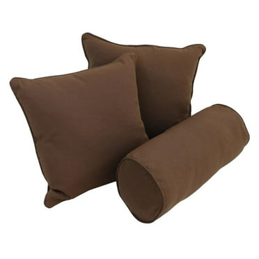Double-corded Solid Twill Throw Pillows with Inserts (Set of 3) Chocolate