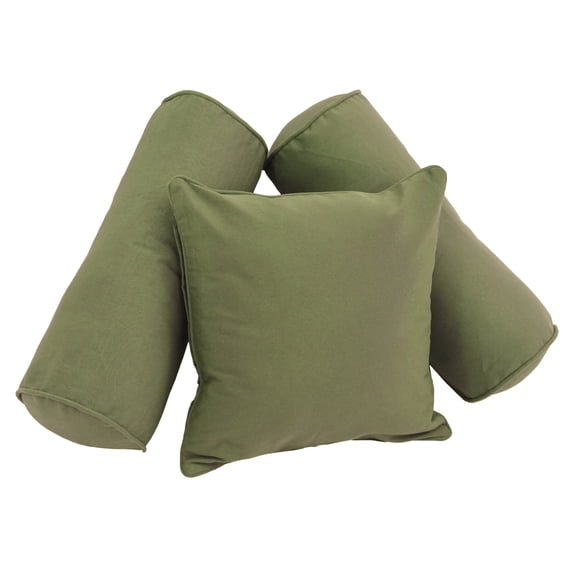Blazing Needles 9816-S3-CD-TW-SG Double-Corded Solid Twill Throw Pillows with Inserts (Set of 3), Sage