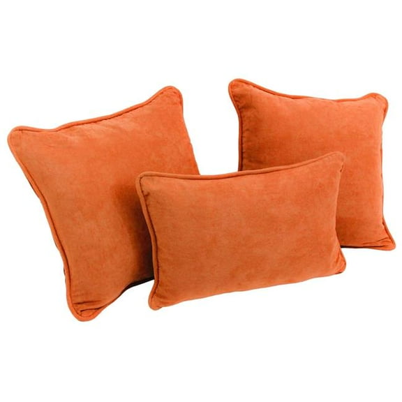 Blazing Needles Double-corded Solid Microsuede Throw Pillows with Inserts (Set of 3) 9817-CD-S3-MS-TD